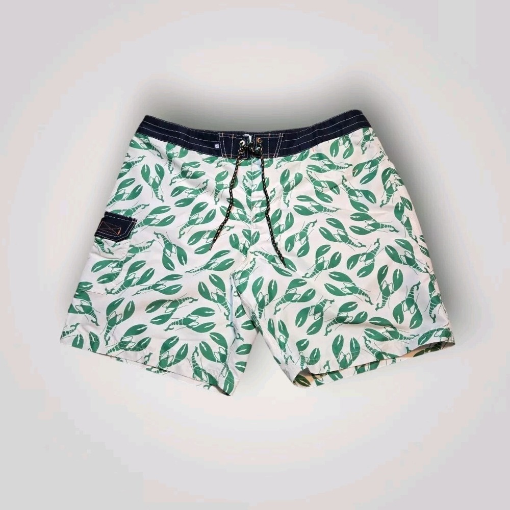 Sperry Top Sider Swim Trunks Mens Board Shorts  Green Lobster Print 38